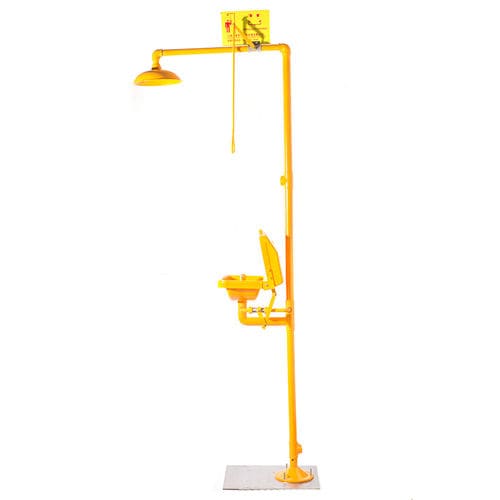 Установленный аварийный душ на платформе - DAAO6613-D - shanghai DaAo safety equipment Co.LTD - с фонтаном для промывки глаз / из нержавеющей стали