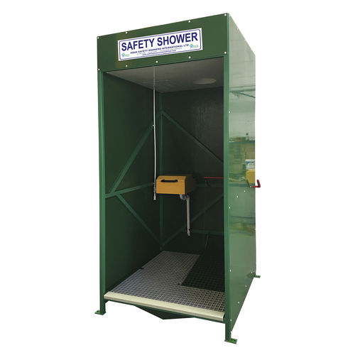Напольный аварийный душ - CS1L - Aqua Safety Showers Internatioanl - с фонтаном для промывки глаз / для использования в помещениях / для открытого пространства