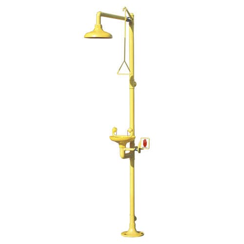 Напольный аварийный душ - FS1M-E - Aqua Safety Showers Internatioanl - с фонтаном для промывки глаз / для интерьера / для опасных сред