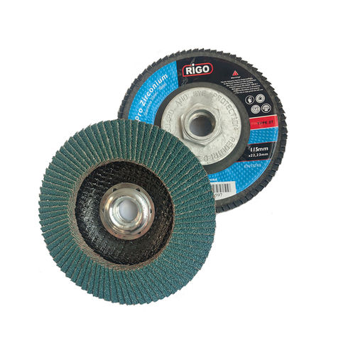 Лепестковый шлифовальный диск с покрытием из циркония - DanYang Rigo Abrasives Co., Ltd. - для нержавеющей стали / из керамики / из оксида алюминия