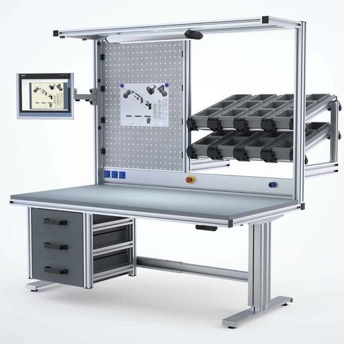 Верстак из алюминия - Robotunits GmbH - для сборки / для цеха / с выдвижным ящиком