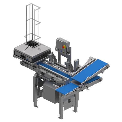 Горизонтальное устройство для упаковки товара на лотки - PORTION-2-PACK 60 - QUPAQ A/S - с загрузкой сверху / с непрерывным движением / автоматическое