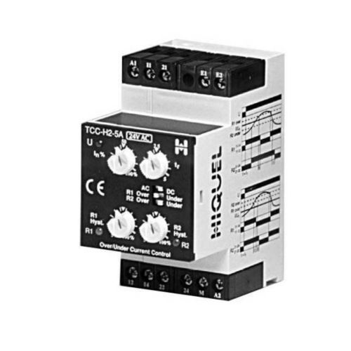 Реле для наблюдения тока перегрузки - TCC-H2-5A-V2 series - HIQUEL - тока ниже номинального / 2NO / AC/DC
