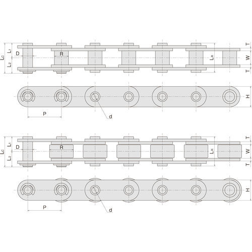 Цепь с полой осью - SL HP - Sugiyama Chain Co., Ltd. - трансмиссионная / из стали / с двойным шагом