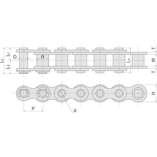 Цепь из нержавеющей стали - SS HP - Sugiyama Chain Co., Ltd. - трансмиссионная / с полой осью / ANSI