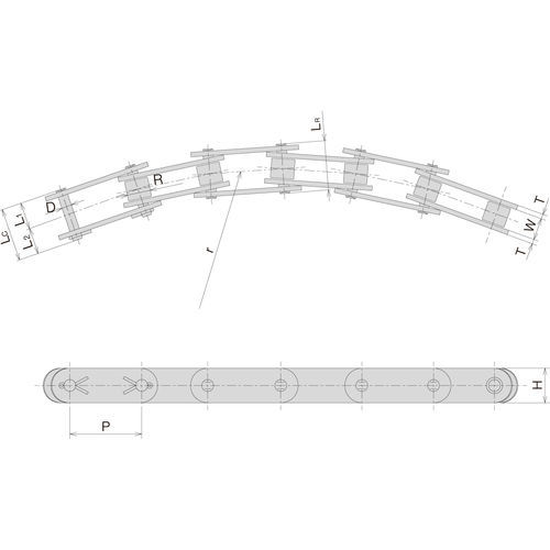 Цепь с боковым изгибом - SB - Sugiyama Chain Co., Ltd. - трансмиссионная / из стали / с роликами