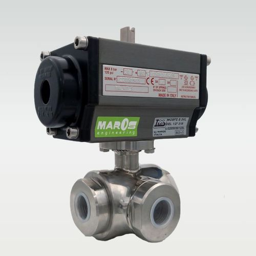 Клапан со сферическим золотником - 0204230383T - MAROS Engineering - с пневматическим управлением / резьбовой / из нержавеющей стали