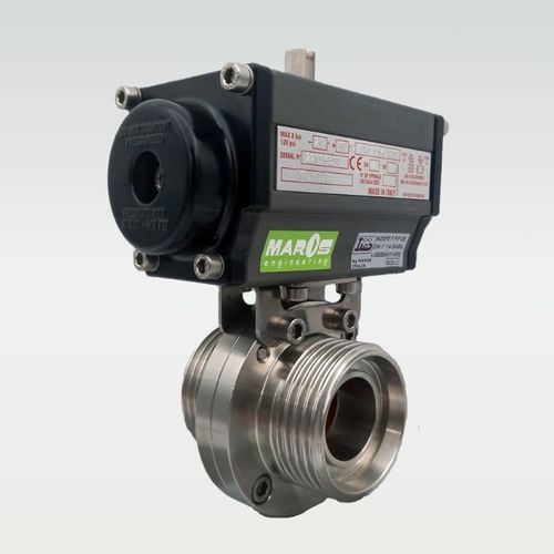 Клапан поворотный затвор - MAROS Engineering - с пневматическим управлением / внутренняя резьба-внутренняя резьба / наружная резьба-наружная резьба