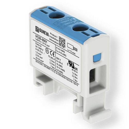 Клеммная колодка мощности - VC05-0001 - ZELEC - на DIN-рейке / с винтовым соединением / изолированная