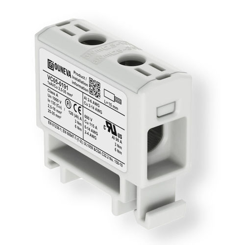 Клеммная колодка мощности - VC05-0191 - ZELEC - на DIN-рейке / с винтовым соединением / изолированная