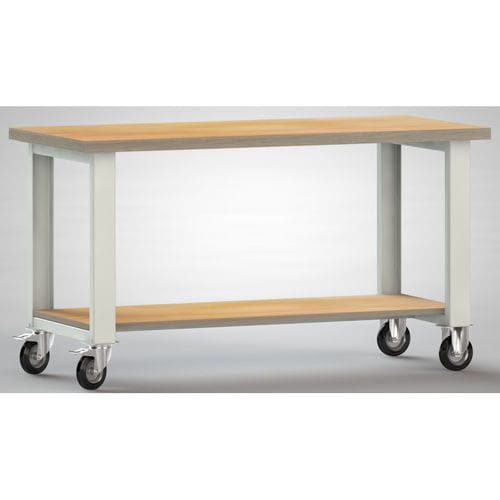 Верстак из бука - WS880N-1500M40-X7003 - KLW LUTZ - для цеха / мобильный / с полкой