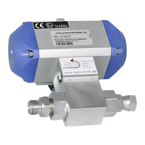 Пневматический привод для сферического клапана - DP-K-008-00000 series  - Dosier- und Prüftechnik GmbH - поворотный / из нержавеющей стали / шариковый