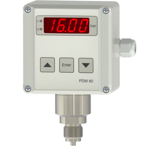 Манометр со светодиодным индикатором - PDM80-1 - Nöding Messtechnik - резьбовой / G 1/2 / из нержавеющей стали