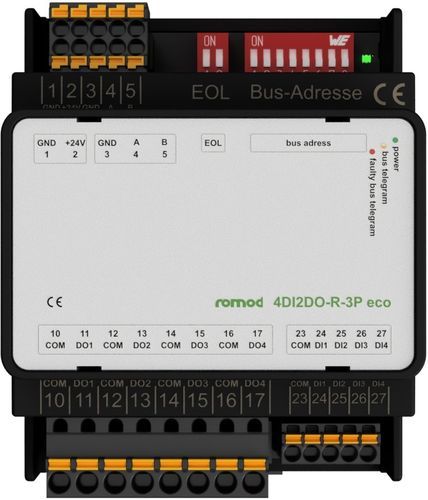 Цифровой модуль входа/выхода - romod 4DIO-R eco - Romutec Steuer- u. Regelsysteme GmbH - RS-485 / ModBUS RTU / с 4 выходами