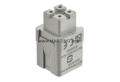 Соединитель для источника электропитания - Han 3A - HARTING - секторный / внутренняя резьба / для точной вертикальной установки