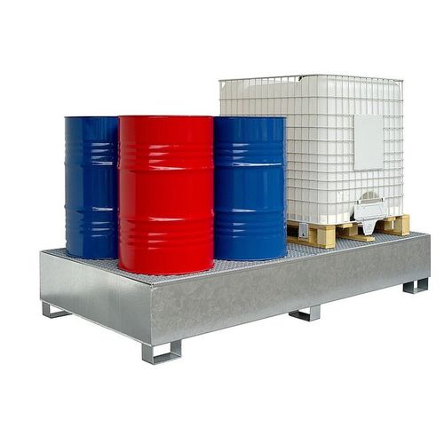 Сборный поддон для контейнера IBC - TC 3 - Saebu Morsbach GmbH - 4 бочки / из металла / с оцинкованной решеткой