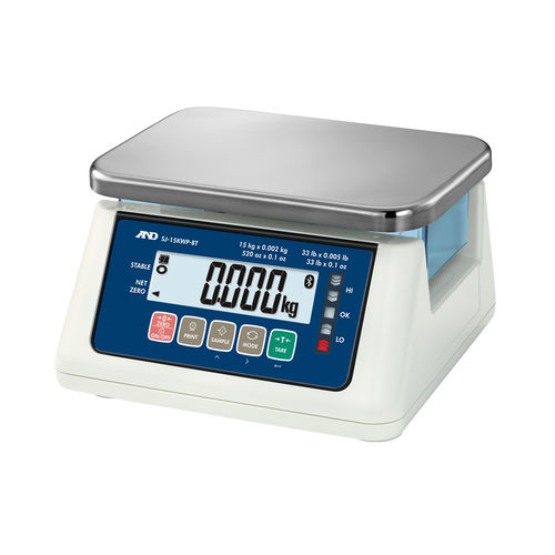 Весы с дисплеем LCD - SJ-WP-BT series - A&D COMPANY, LIMITED - IP67 / герметичный / настольный