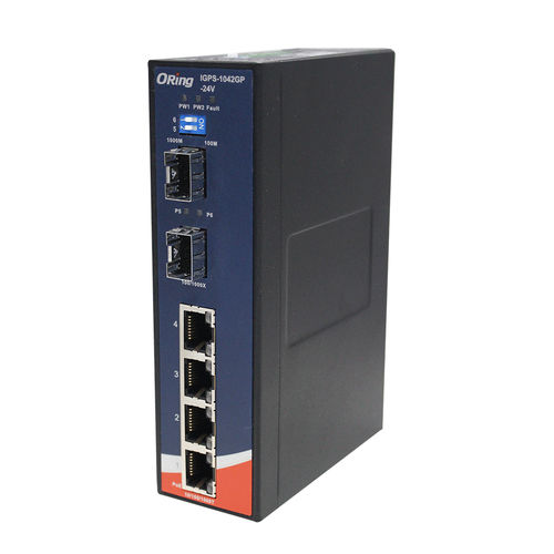 Неуправляемый коммутатор Ethernet - IGPS-1042GP-24V - Oring Industrial Networking Corp. - 10/100BaseT(X) / 6 портов / на DIN-рейке
