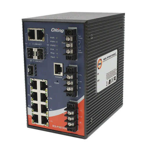 Управляемый коммутатор Ethernet - IES-P3073GC series - Oring Industrial Networking Corp. - 10 портов / гигабит / на DIN-рейке