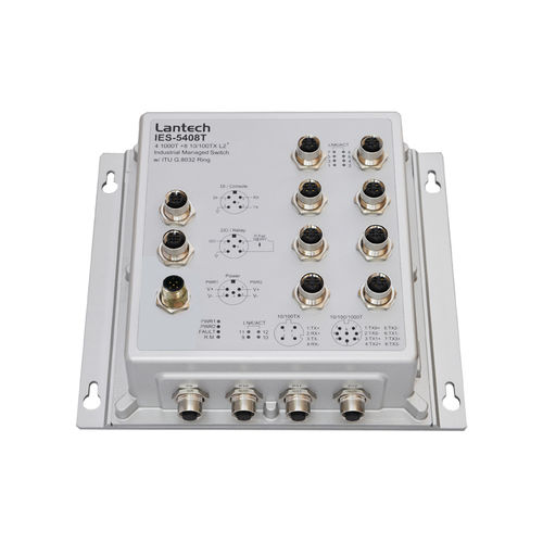 Управляемый коммутатор Ethernet - IES-5408T series - Lantech Communications Europe GmbH - 12 портов / гигабит / на DIN-рейке