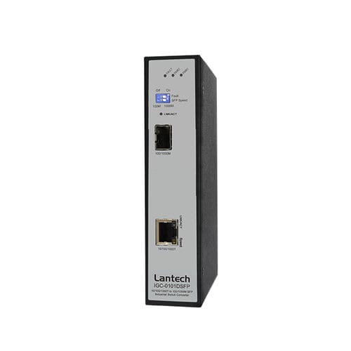 Умный коммутатор-преобразователь - IGC-0101DSFP series - Lantech Communications Europe GmbH - 2 порта / Ethernet / на DIN-рейке