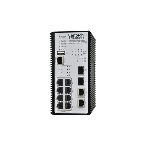 Управляемый коммутатор Ethernet - IPES-5408DFT-PT series - Lantech Communications Europe GmbH - 12 портов / гигабит / на DIN-рейке