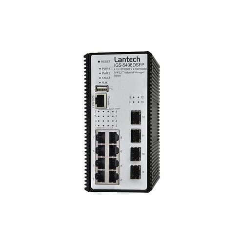 Управляемый коммутатор Ethernet - IGS-5408DSFP series - Lantech Communications Europe GmbH - 12 портов / гигабит / на DIN-рейке