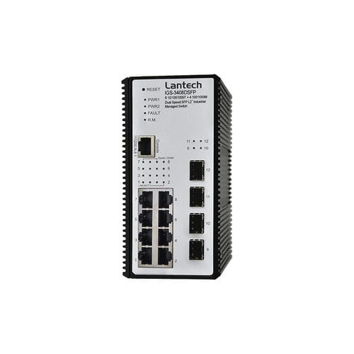 Управляемый коммутатор Ethernet - IGS-3408DSFP series - Lantech Communications Europe GmbH - 12 портов / на DIN-рейке / настенный