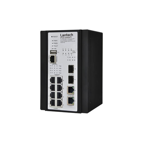 Управляемый коммутатор Ethernet - IPGS-5408DFT series - Lantech Communications Europe GmbH - 12 портов / гигабит / на DIN-рейке