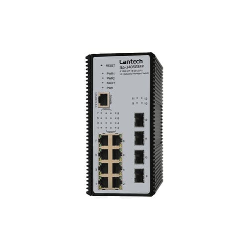 Управляемый коммутатор Ethernet - IES-3408GSFP series - Lantech Communications Europe GmbH - 12 портов / гигабит / на DIN-рейке