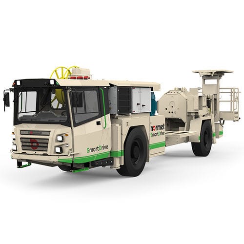 Подземное транспортное средство - CHARMEC MF 605 V LE SD - Normet - для транспортировки и загрузки взрывчатых веществ (эмульсия) / электрическое