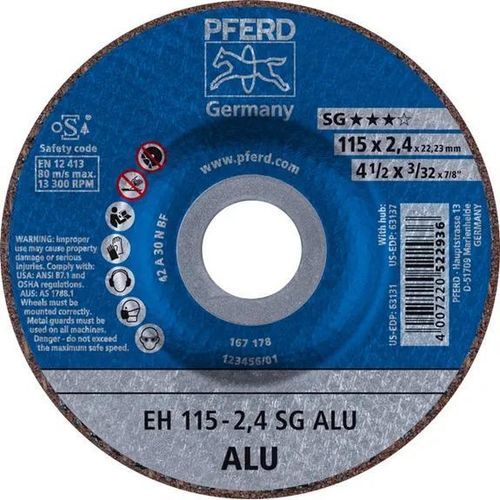 Режущий круг для обшивки - EH 115-2,4 SG - PFERD - для алюминия / для цветных металлов / тонкий