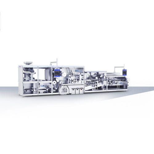 Горизонтальная машина для укладки в картонные коробки - BEC 400  - Uhlmann Pac-Systeme GmbH & Co. KG - для фармацевтической промышленности / компактная / для блистера
