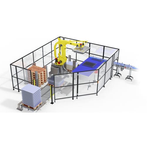 Роботизированная штабелеразгрузочная машина - FLEXROBOT - TMG Impianti S.p.a. - для коробок консервов / для пищевой промышленности и для производства напитков / для резервуаров из стекла