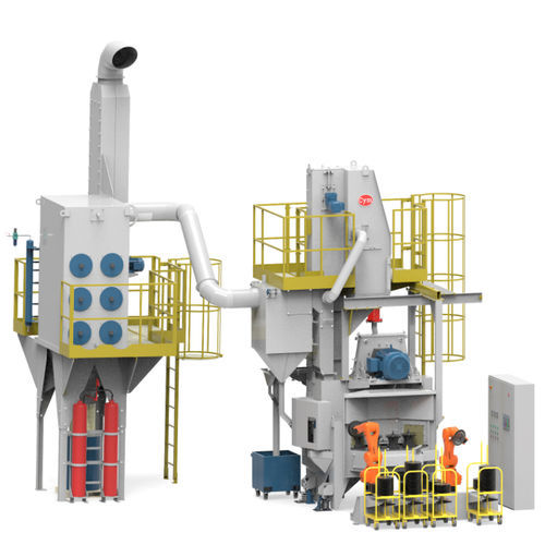 Установка для дробеструйного упрочнения с поворотным столом - Cym Materiales - турбинная / для металла / с загрузкой