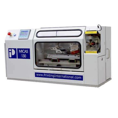 Машина для тампопечати для цилиндрических изделий - MICAS R - PRINTING INTERNATIONAL - с закрытым красочным аппаратом / поворотная / гибкая