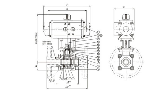 Клапан со сферическим золотником - 2370 F - Avcon Controls PVT. Ltd. - с пневматическим управлением / для контроля / 3-элементный