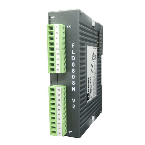 Цифровой модуль расширения - FLD-0808N-V2 - Renu Electronics GmbH - 8 цифровых входов / 8 цифровых выходов типа NPN / на DIN-рейке
