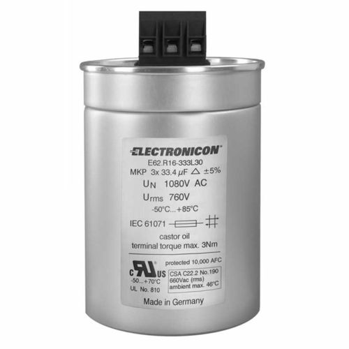 Пленочный конденсатор - E62-3ph - ELECTRONICON Kondensatoren - цилиндрический / завинчивающийся / мощности