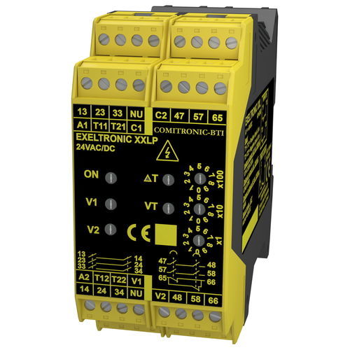 Реле безопасности 2NF - EXELTRONIC XXLP - COMITRONIC - BTI - на DIN-рейке / 24 Vca / регулируемое