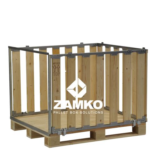 Ящичный поддон из дерева - MPB.b80.W - ZAMKO - для хранения / штабелируемый / с боковым открыванием