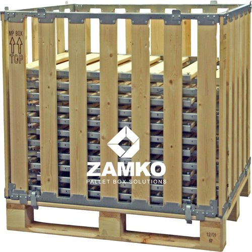 Ящичный поддон из дерева - MPB.b110 - ZAMKO - для хранения / транспортный / с боковым открыванием