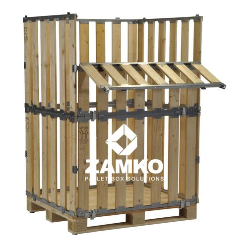 Ящичный поддон из дерева - MPB.b160.F - ZAMKO - для хранения / складной / нормализованный