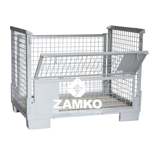 Ящичный поддон из стали - SGN.b80.F - ZAMKO - складной / многоразовый / со складными панелями