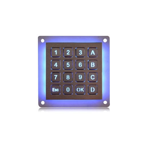 Цифровая клавиатура 16 клавиш - K-TEK-B60KP-16-AC-BL-DWP - Key Technology China Limited - встраиваемая / из матового алюминия / IP65