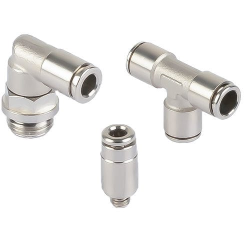 Фитинг из никелевой латуни - A100 series - A&T Fluid solutions - пневматический / вставной / изогнутый