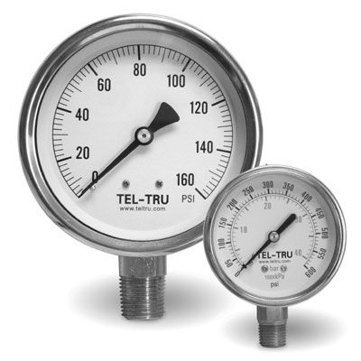 Аналоговый манометр - 33 series - Tel-Tru Manufacturing - резьбовой / из нержавеющей стали / с трубкой Бурдона