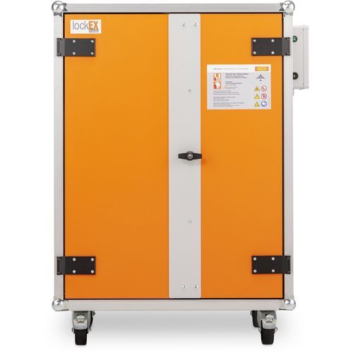 Шкаф для хранения - 8/5 Premium lockEX® 230 V - CEMO - на роликах / двойная дверь / с распашными дверьми