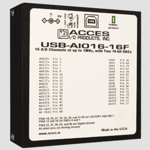 Аналоговый модуль входа/выхода - USB-AIO16-16F - ACCES I/O Products, Inc. - USB / 8 аналоговых входов / 16 каналов