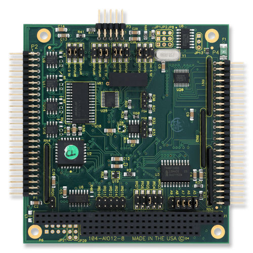 Аналоговая плата E/S - 104-AIO12-8 - ACCES I/O Products, Inc. - с 24 входами/выходами / на печатной плате / штепсельный переключатель